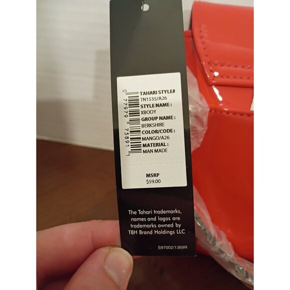 Tahari Vegan Leather Crossbody Bag Purse Mango W/ Coin Purse NWT - Picture 6 of 9